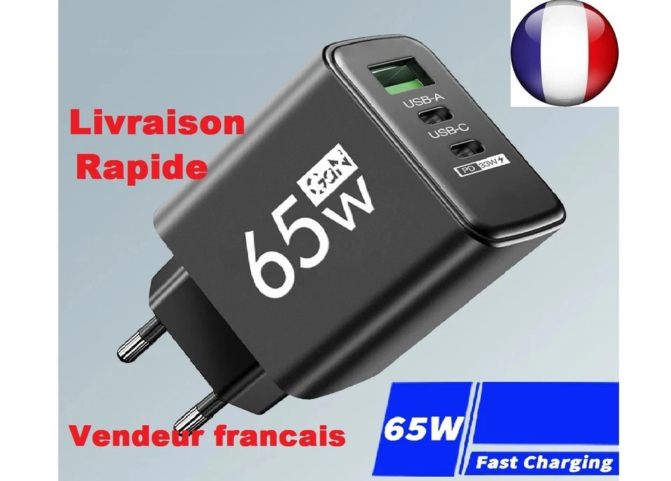 Chargeur Rapide USB C Gon PD, 65W, Charge Rapide 3.0, Telephone tablette - Imagen 1 de 1