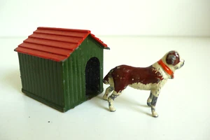 SUJET FERME NICHE ET CHIEN BERGER PLOMB PEINT (BRITAINS) BON ÉTAT ANNÉES 50 - Bild 1 von 4