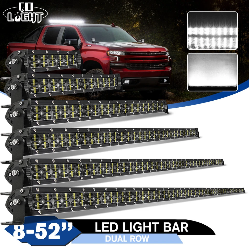 BARRA DE LUZ LED 8-52"" Doble Fila Punto Inundación Combo Camión Todoterreno 4x4 ATV SUV Lámpara Foto 1 de 4