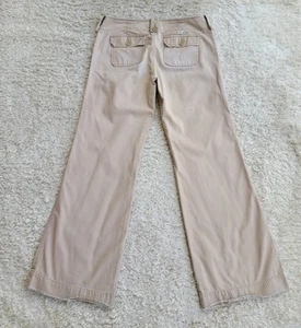 Y2K Abercrombie Fitch A&F Khaki Low Rise Flare Pants Wmn's 8 Long Logo VTG - Picture 1 of 11