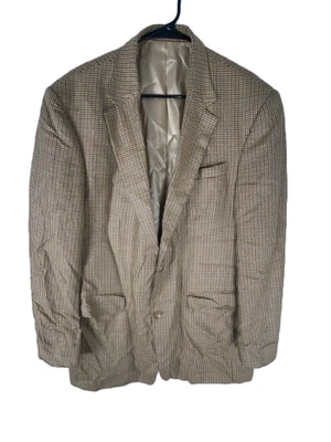 Chaqueta Blazer Versini Para Hombre 44 XL Marrón Pata de Gallo Forrada en Seda Clásica Formal Foto 1 de 4