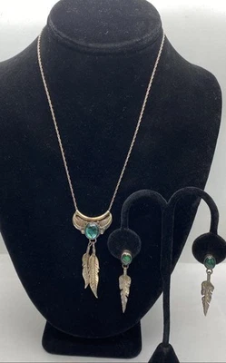 Pendientes colgantes/postes circulares J.W .925 pluma cabujón azul BD 2 piezas 14,6 g Foto 1 de 4