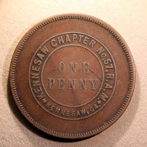 RARE Georgia Masonic Penny - Kennesaw Chapter No. 57, Kennesaw, Ga. - Picture 1 of 2