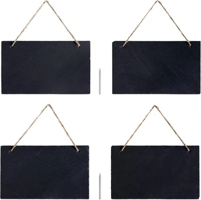 Navaris Natural Slate Hanging Chalkboard Set of 4 Farmhouse,Home, Wedding,Rustic - Image 1 of 4