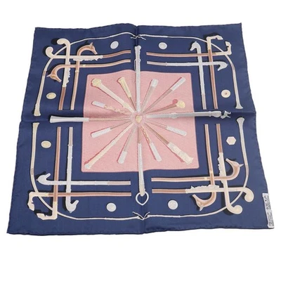 Bufanda de seda Hermès CANNES & POMMEAUX 40x40 azul marino en caja... - Imagen 1 de 4