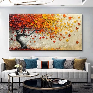 Quadro astratto albero autunnale tela arte da parete poster e stampe - Foto 1 di 5