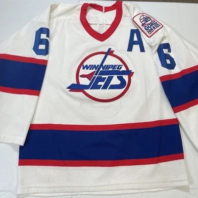 VINTAGE PHIL HOUSLEY #6 WINNIPEG JETS NHL JERSEY - Size Small - Image 1 of 4