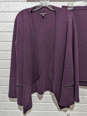 Conjunto de cárdigan y falda abierta tejido suéter púrpura para mujer Eileen Fisher talla S  Foto 1 de 4