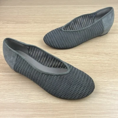 Eileen Fisher Gris Gamuza Perforada Ballet Planos Malla Para Mujer Talla 8 Sin Cordones Foto 1 de 4