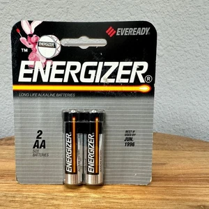 VTG Energizer AA Alkaline Batteries 2 Pack Long Life Best By June 1996 SEALED - Picture 1 of 3