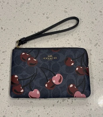 Bolso Muñequera Coach Estampado Cereza Cremallera en Lona Signature - Azul Denim CZ450 Foto 1 de 4