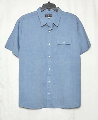 Reef Men’s Winfred short Sleeve Button Up Poplin Shirt Blue Size XXL - Image 1 of 4