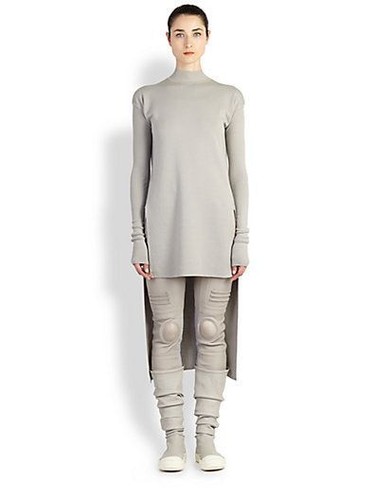 Maglione Lungo Tunica Top ASIMMETRICO RICK OWENS grigio LANA VERGINE L