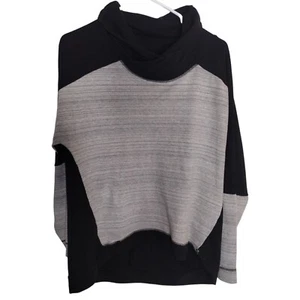 Neon Buddha Pullover Black Gray Women's Medium Cowl Neck High Low Sweatshirt - Picture 1 of 9