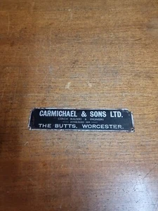 Vintage Carmichael Coach Builders Plate Plaque Fire Engine - Picture 1 of 5