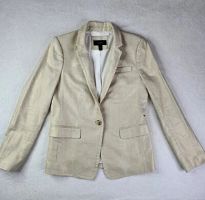 Blazer J Crew Dorado Metálico Cuello Forrado Botón Chaqueta Mujer Talla 6 - Imagen 1 de 14