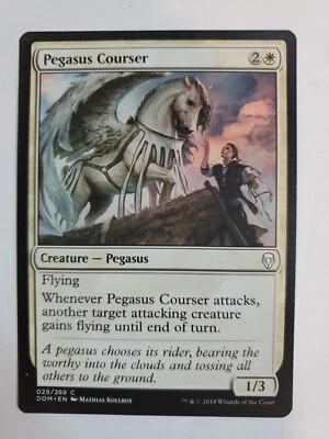 MTG Magic The Gathering Card Pegasus CourserCreature Pegasus White Dominaria  - Image 1 of 2