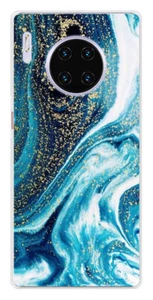 Coque en silicone imprimée compatible Huawei Mate 30 Pro Marbre Bleu Pailleté - Picture 1 of 3