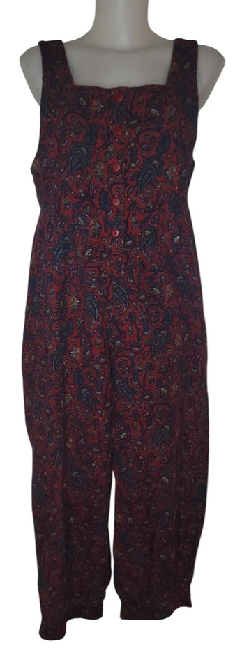 Mono Mono de Colección Para Mujer Púrpura Floral Paisley Pana Pierna Globo Talla 9/10 Foto 1 de 4