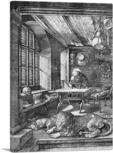 ARTCANVAS Saint Jerome in His Study 1514 Canvas Art Print by Albrecht Durer - Picture 1 of 14