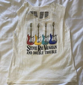 De Colección Años 80 Stevie Ray Vaughan Live Alive Camisa Sin Mangas Cortada Blanca MED - Imagen 1 de 9