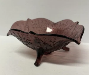 Amethyst Purple Fenton Silvertone Wisteria 3 Toed Candy Dish Vintage - Picture 1 of 5