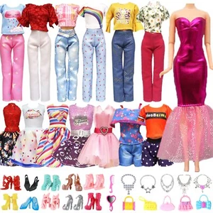 28 PCS Doll Clothes Doll Fashion Wear Clothing Outfits Dress up Gown Shoes Lot - Picture 1 of 7