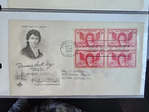 1948 Francis Scott Key, Scott 962, Block Of Four 3c Stamp FDOI - Picture 1 of 1