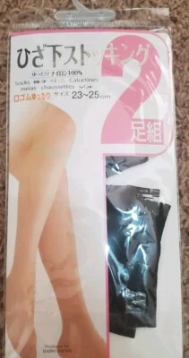 Medias hasta la rodilla Daiso Japón para mujer 2 pares E-081 No. 7 23-25 cm Negro Foto 1 de 2
