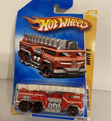 2009 Hot Wheels #6 New Models 6/42 5 ALARM Fire Engine Red Variant w/Black Pr5Sp - Image 1 of 3