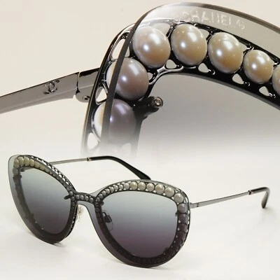 Очки солнцезащитные Chanel жемчужные темно-серые градиентные дымчатый экран козырек 4236-H c108/S6 - Изображение 1 из 4