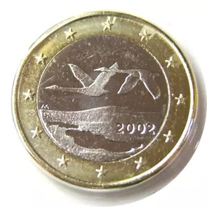 elf Finland 1 Euro 2002 Swans in Flight Bird - Picture 1 of 2