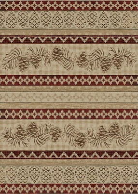 MAYBERRY RUG Pineview Area Rug Runner Lodge Pine Cone Cabin Beige Brown *FREE SHIPPING*