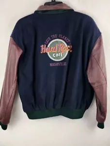 Vtg Hard Rock Cafe Nashville Letterman Jacket Bomber Leather Men’s XL - Picture 1 of 8