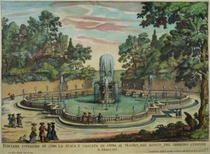 FUENTE FRASCATI ITALIA GRABADO EN COBRE FALDA ROSSI Fontana Villa Torlonia - Imagen 1 de 2