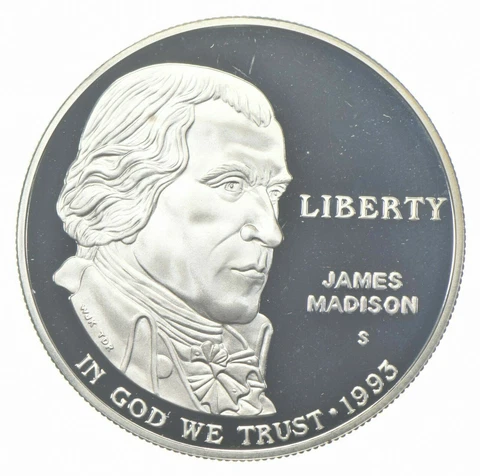 Proof 1993 Bill of Rights James Madison - US Commemorative 90% Silver Dollar Cover