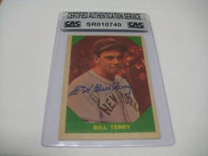 HALL OF FAME LEGEND BILL TERRY AUTOGRAPHED BASEBALL CARD CAS ENCAPSALATED - Picture 1 of 2