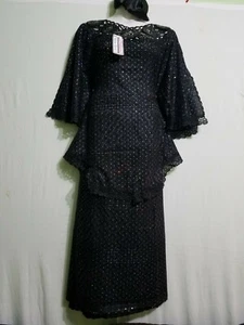 Damenbekleidung Afrikanischer Poncho Rock Anzug Free Size Schwarz - Bild 1 von 12