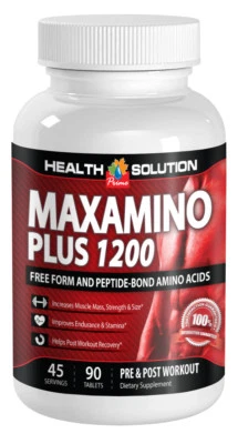 HEALTH SOLUTION USA Muscle building supplements for men - MAXAMINO PLUS 1200 1B - l-glutamine capsul