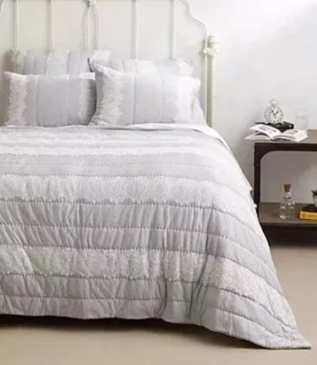 Colcha edredón Anthropologie Jersey con cordones Queen 2 fundas Euro 2 fundas estándar Foto 1 de 4