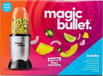 The Magic Bullet 11 Piece Set Blender & Mixer, Small, Silver, Brand New - Image 1 of 3