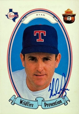 Nolan Ryan signed Texas Rangers 1989 Wildfire Prevention Card 3.5x5 - COA- RARE - Image 1 of 2
