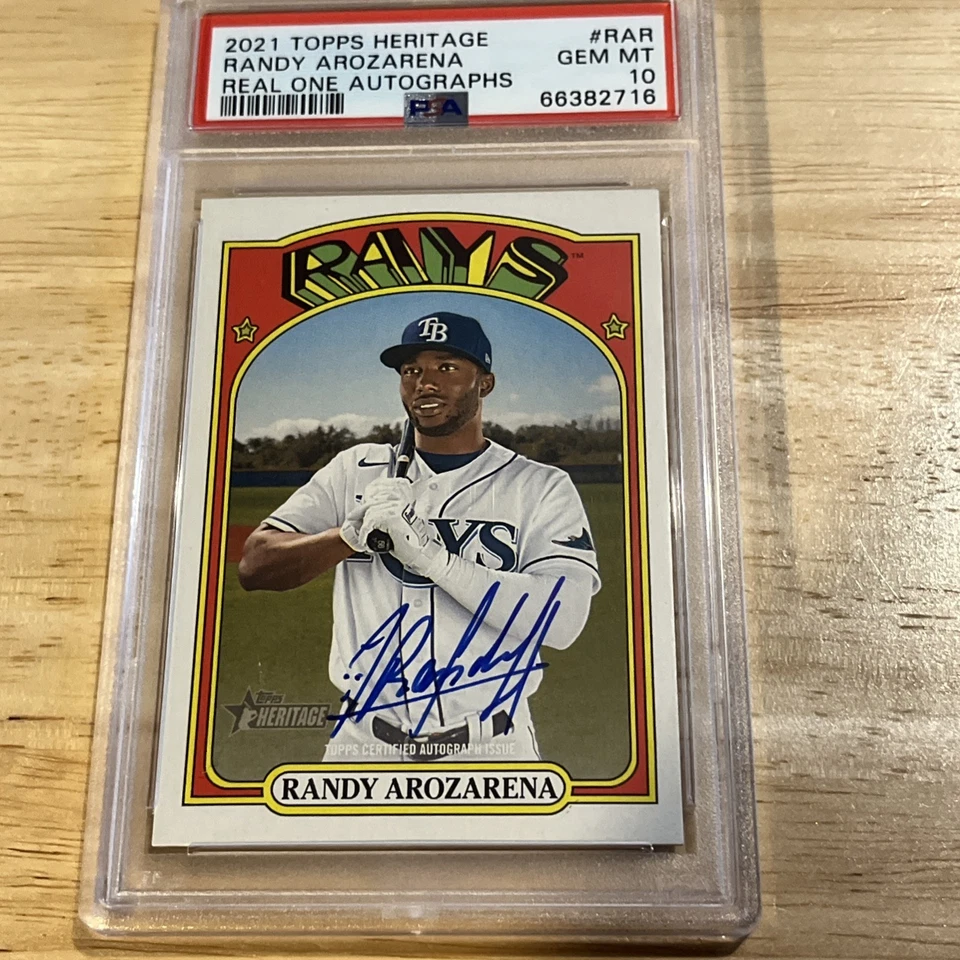 2021 Topps Heritage Randy Arozarena Real One Auto #ROA-RAR PSA Authentic 10 - Image 1 of 4