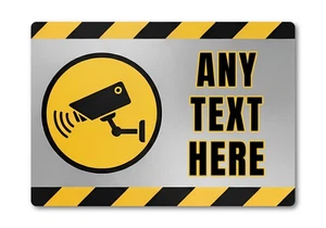 Personalised CCTV Warning Sign Aluminium Plaque Security Camera Notice Yellow - Picture 1 of 4