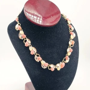 NAPIER Choker Necklace Peach Rose Modern 1950s Revival Fashion Jewelry Designer - Picture 1 of 9