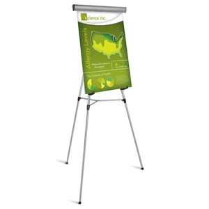 Office Depot Brand Presentation Easel, 35-1/2"-65"H, Silver With Chart Holder - Picture 1 of 2