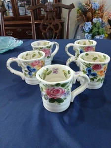 Mariam's Garden Set 5 Kaffeebecher Tasse Tischplatten Unlimited Floral handbemalt - Bild 1 von 10