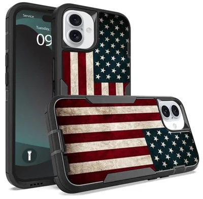 American Flag Shock Proof Case For iPhone 11 to 16 Series, Free Temper Glass - Image 1 of 4