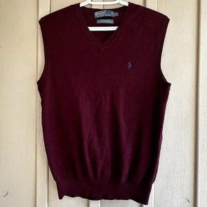 Polo Ralph Lauren weinrot burgunderrot Pullover Weste Pulli kleiner V-Ausschnitt Baumwolle S - Bild 1 von 4