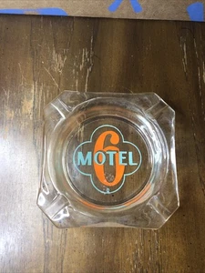 Vintage Marketing Glass Ashtray MCM Motel 6 - Imagen 1 de 7